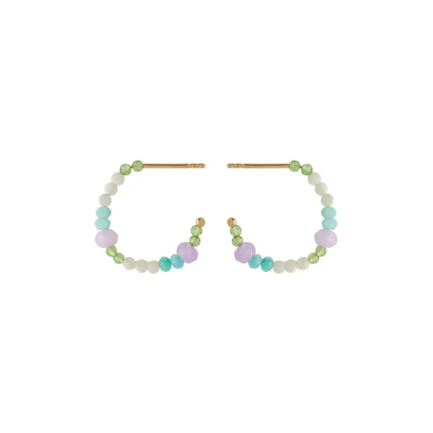 Sea Colour Hoops �reringe i forgyldt s�lv m. mix sten fra Pernille Corydon