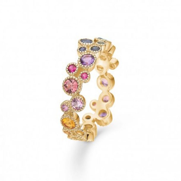 Mads Z 14kt guldring Luxury Rainbow med diverse �delsten str.54