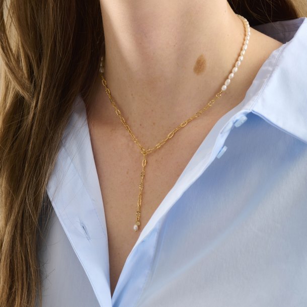 Seaside halskde i forgyldt slv med perler fra Pernille Corydon